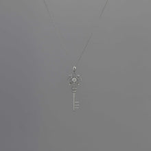 Load image into Gallery viewer, Diamond Solitaire Scalloped Key Pendant in White Gold
