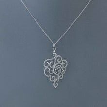 Load image into Gallery viewer, Micro Pave Diamond Ribbon Deco Pendant in White Gold
