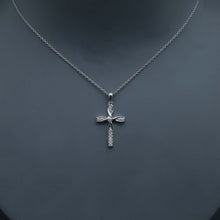 Load image into Gallery viewer, White Gold Pave Twist Cross Pendant

