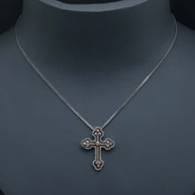 Load image into Gallery viewer, Two Tone Diamond Pave Puzzle Cross
