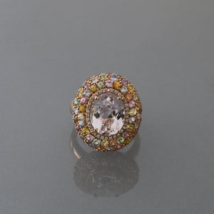 Kunzite and Multi Colored Sapphire Dome Ring