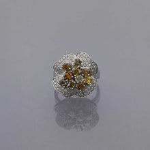 Load image into Gallery viewer, Fancy Colored Diamond Flower Pave Ring
