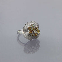 Load image into Gallery viewer, Fancy Colored Diamond Flower Pave Ring

