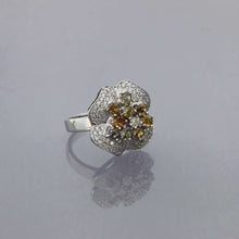 Load image into Gallery viewer, Fancy Colored Diamond Flower Pave Ring
