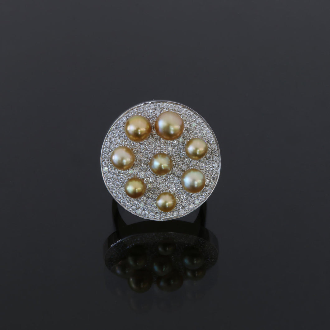 Golden Keshi Pearl Button Ring