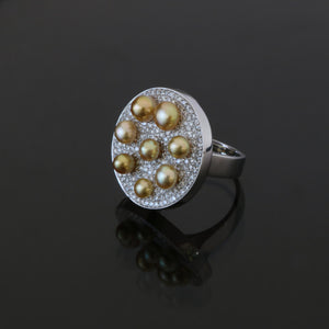Golden Keshi Pearl Button Ring