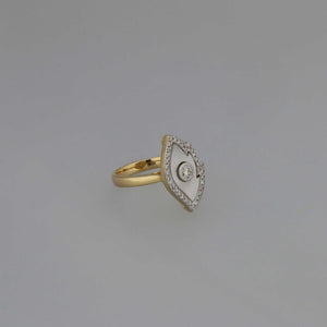 Diamond Bezel and Mother of Pearl Leaf Ring