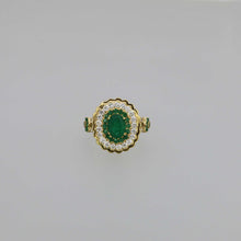 Load image into Gallery viewer, Zambian Emerald Double Layer Pave Eternity Ring in Gold
