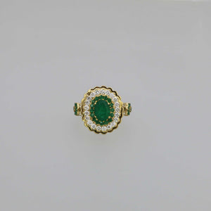 Zambian Emerald Double Layer Pave Eternity Ring in Gold