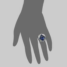 Load image into Gallery viewer, Octagon Blue Sapphire and Diamond Pave Ring

