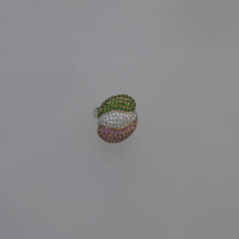 Load image into Gallery viewer, Three Layer Pave Ring in Chrome Diopside, Pink Sapphire and Diamonds
