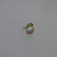 Load image into Gallery viewer, Three Layer Pave Ring in Chrome Diopside, Pink Sapphire and Diamonds
