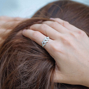 Marquise, Pear, Princess and Round Diamond Fragment Ring with Twist Band