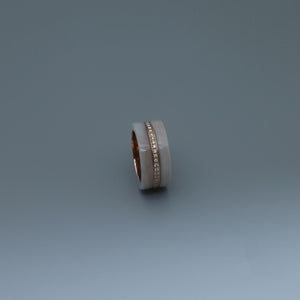 Pave Diamond Eternity Ring with Mother of Pearl Double Bands