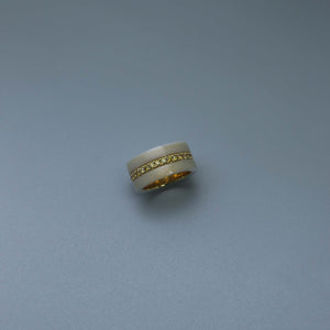 Yellow Diamond Eternity Ring with Mother of Pearl Double Bands