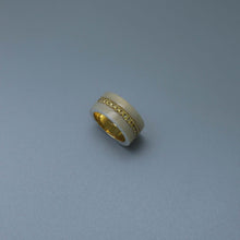 Load image into Gallery viewer, Yellow Diamond Eternity Ring with Mother of Pearl Double Bands
